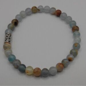 Argentina Blue Lemurian Aquatine Calcite Gemstone Bracelet with Silvery Facet